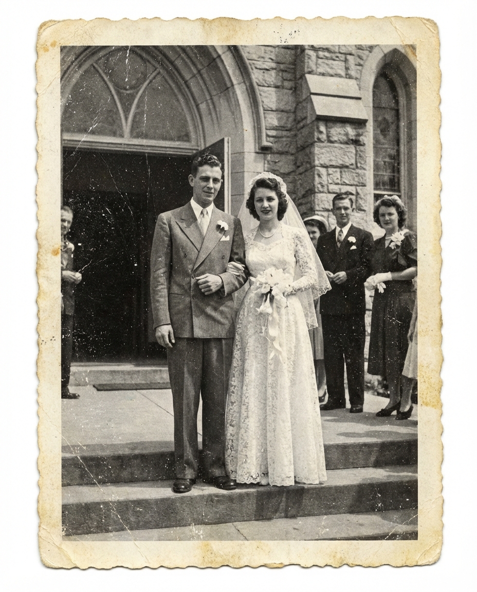 B&W Wedding Photo - Before